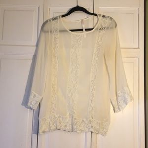 Renee C. Sheer Off-White Top